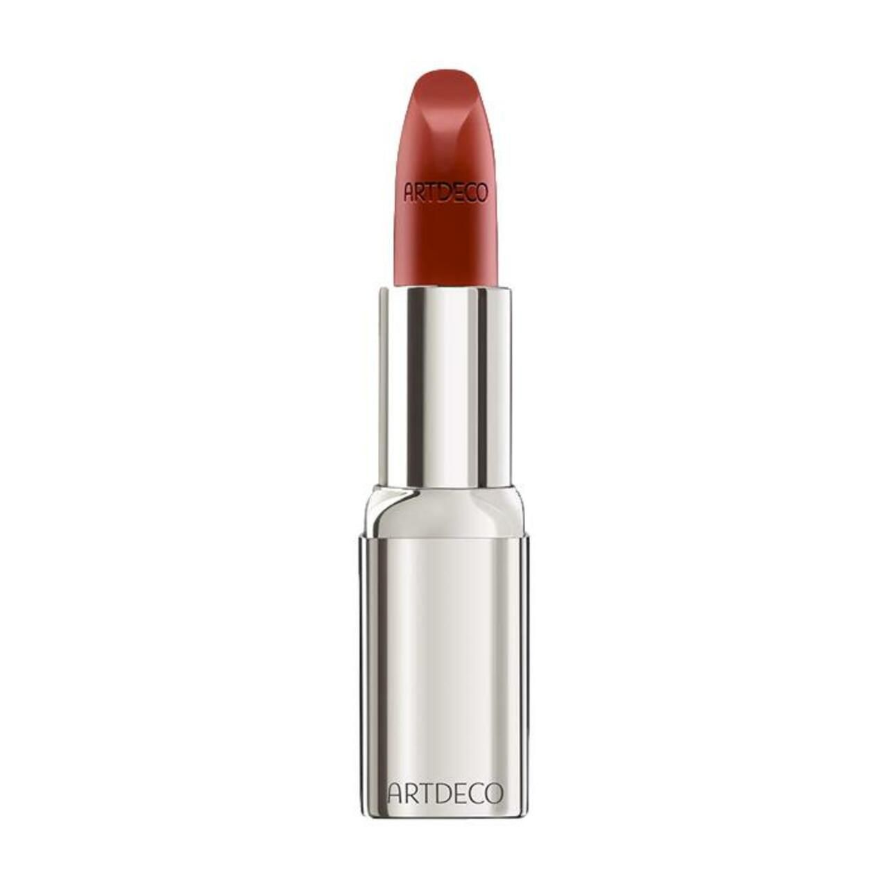Lippenstift mit roter Farbe, silberner Hülse. Auf dem Lippenstift und der Hülse steht "ARTDECO".