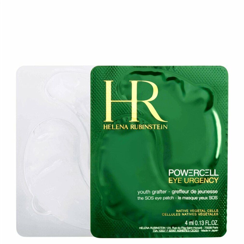 Grüne Augenpflaster-Verpackung mit Helena Rubinstein Logo und Text. Enthält 2 Augenpflaster. Aufschrift: Powercell Eye Urgency.