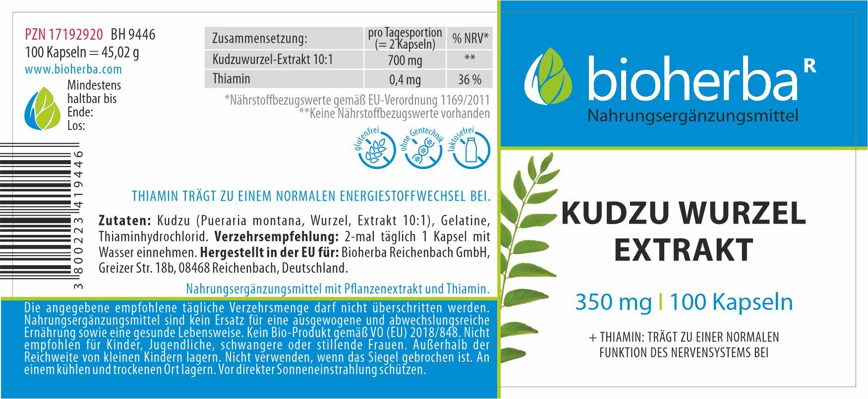 Bioherba Kudzu Wurzel Extrakt Kapseln