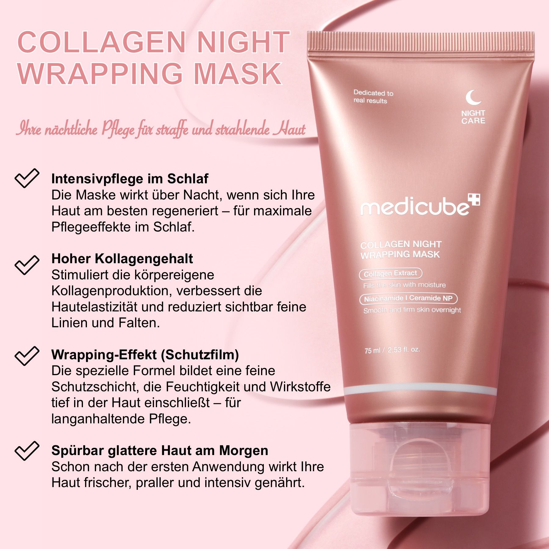 Medicube Collagen Night Wrapping Mask mit Anwendungshinweisen