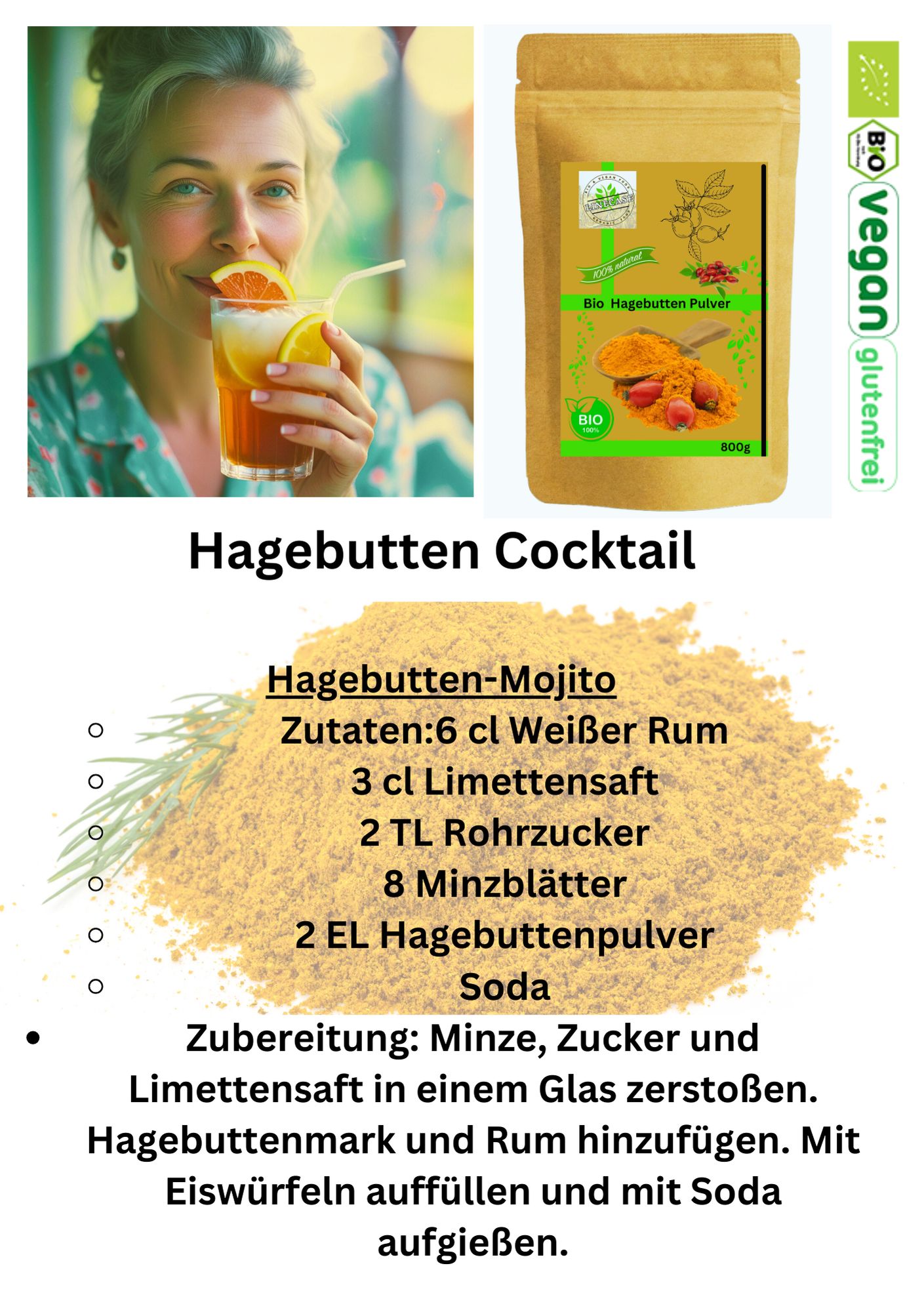 Linecase  Bio Hagenbutten Pulver gemahlen