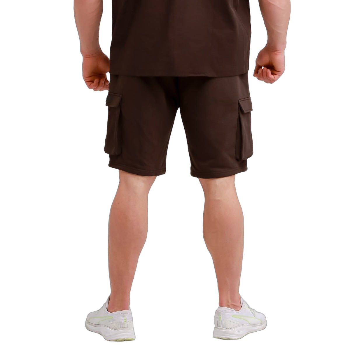 GymBeam Shorts Herren Regular Fit im Cargo-Stil mit Kordelzug, Modell Utility Braun
