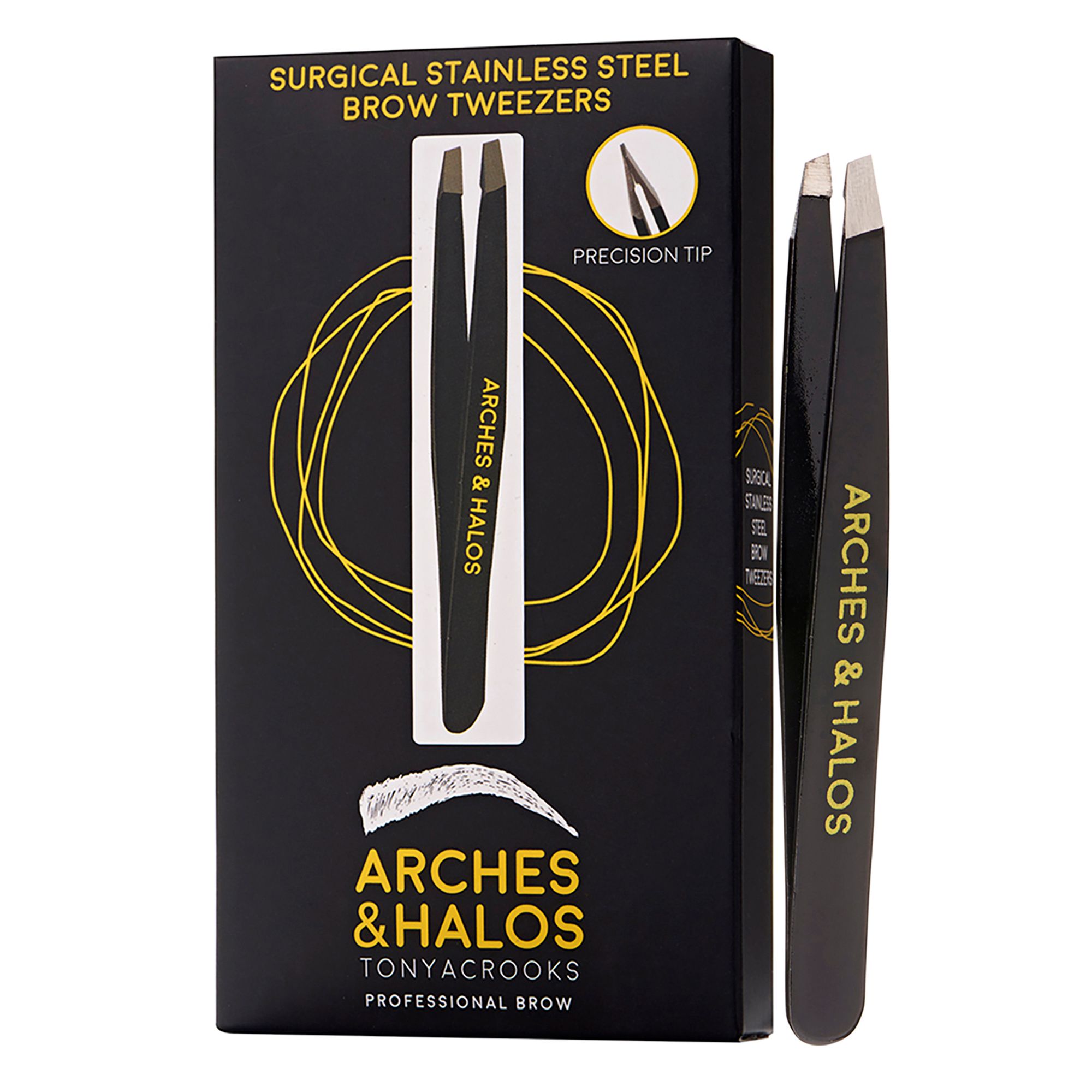Surgical Stainless Steel Brow Tweezers by Arches and Halos for Women 1 Pc