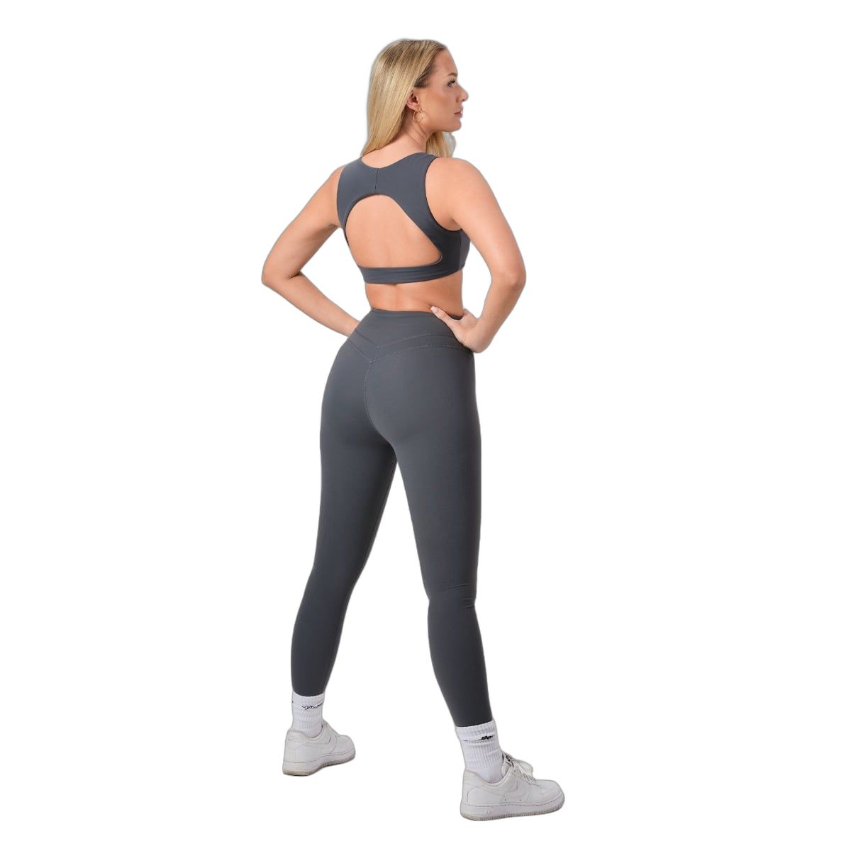 GymBeam Sport-BH Damen mit breiten Trägern und Open-Back-Design Iron