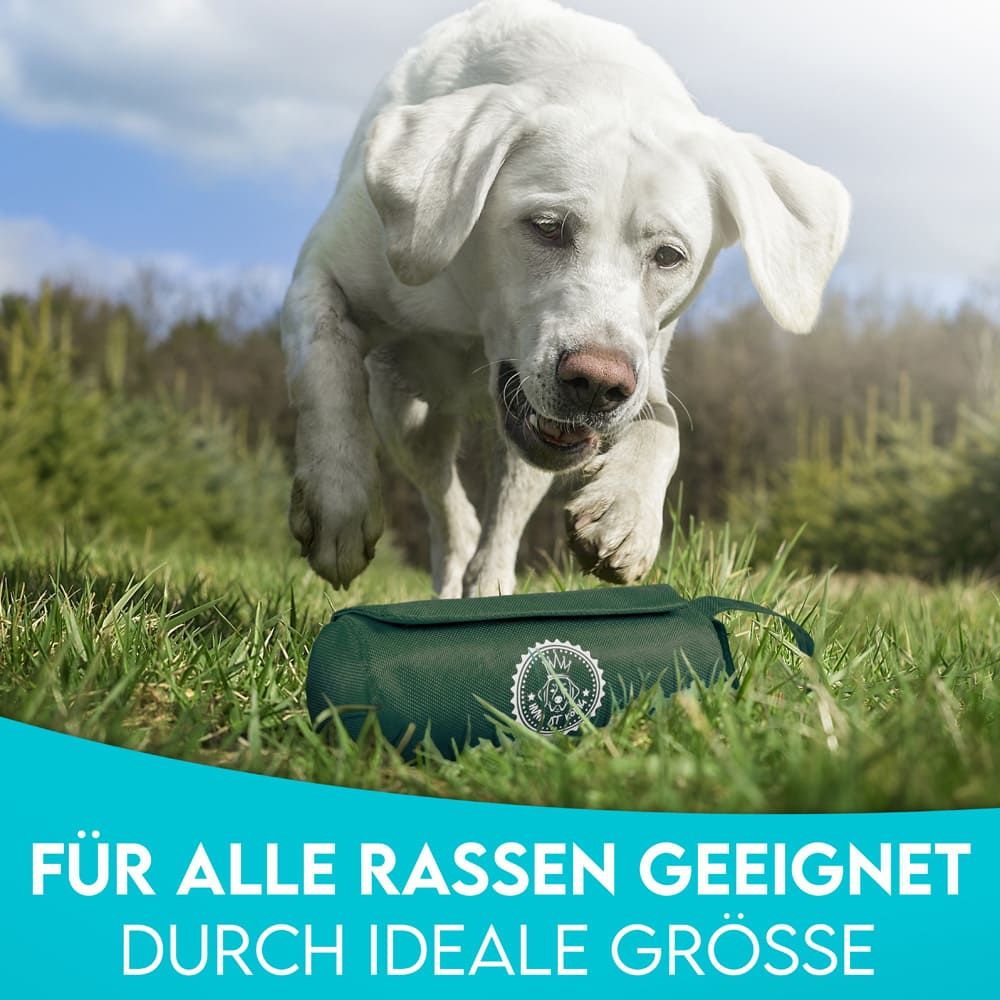 HUND IST KÖNIG® Futterbeutel Hund | Futterdummy Hunde | Apportierbeutel für Hunde mit Handschlaufe