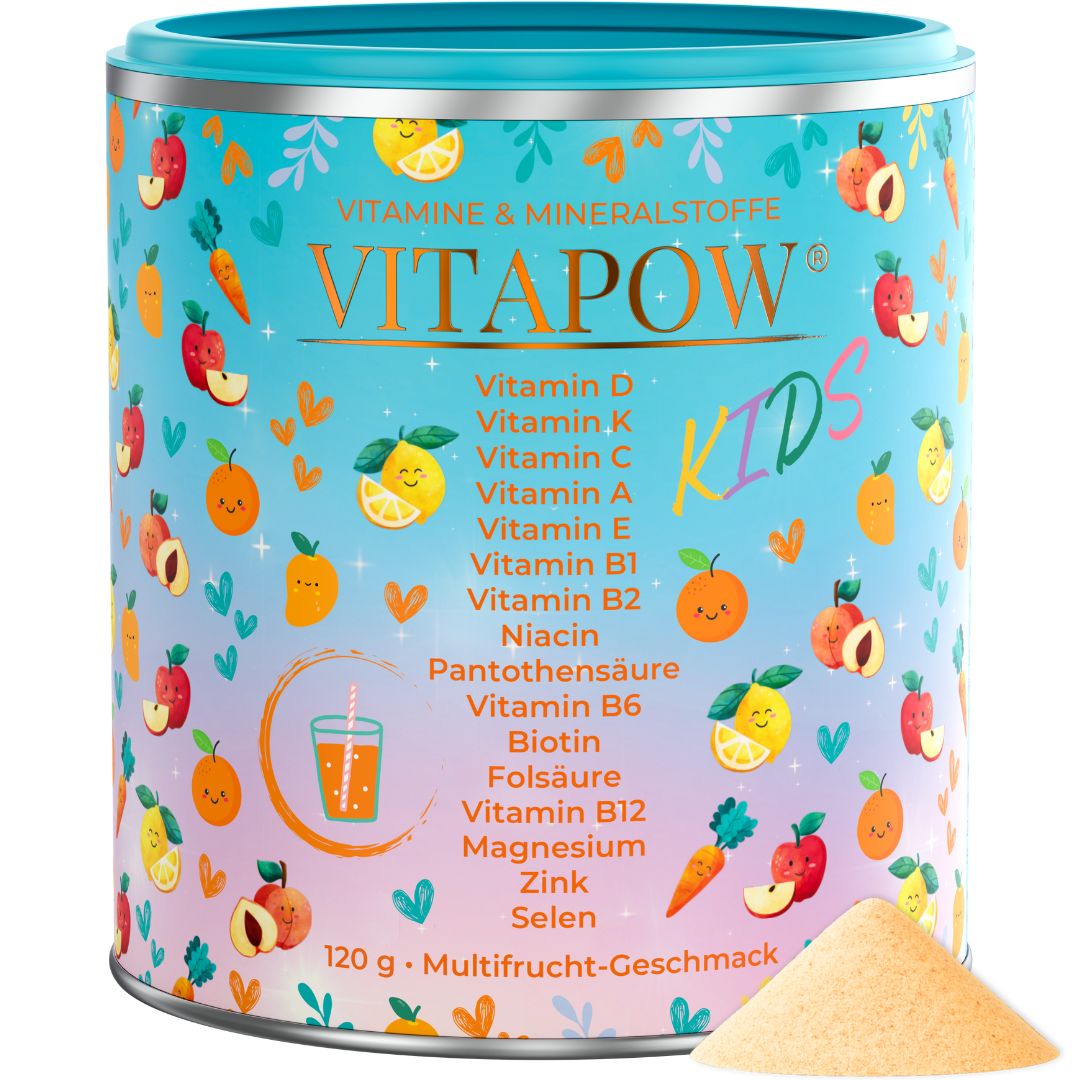 Vitapow Kinder Multivitamin Pulver + Mineralstoffe - Vitamine für 30 Portionen 120 g