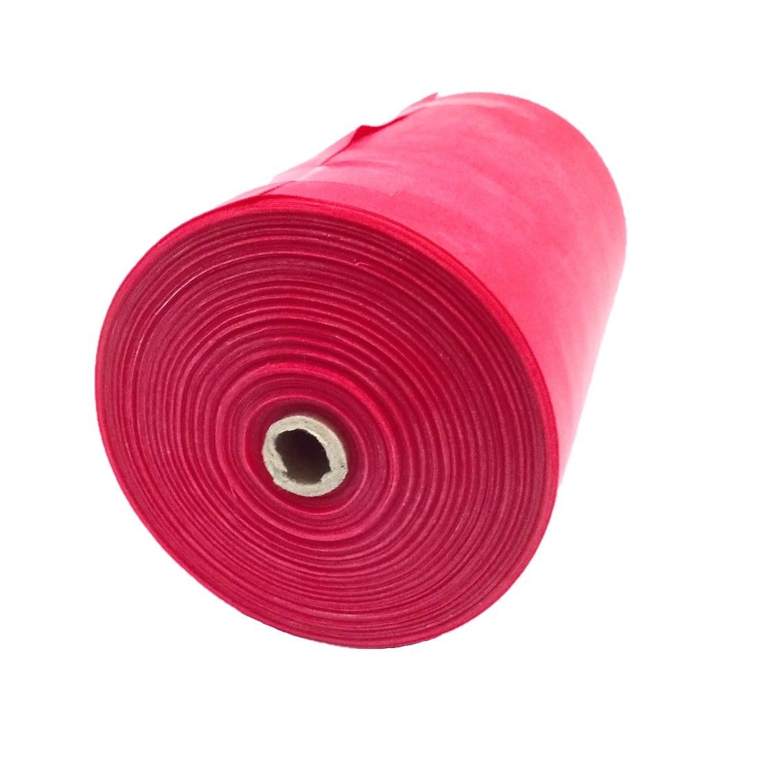 Rolle rotes Gymnastikband. Aufgerolltes Band mit Kern. Fitness-Band. 