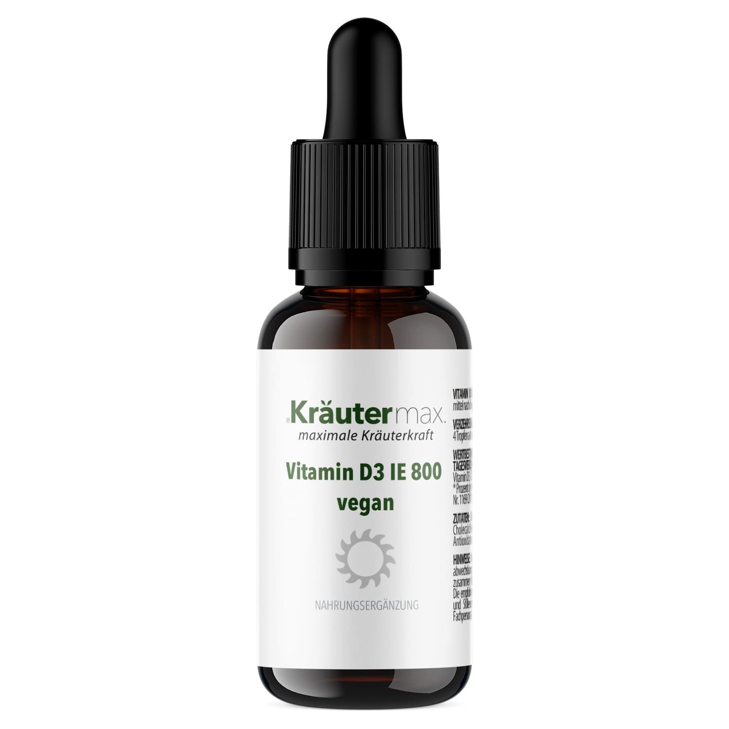 Kräutermax Vitamin D3 IE 800 vegan Tropfen 15 ml zum Einnehmen