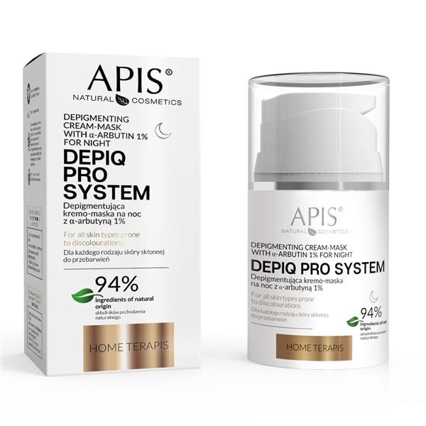 APIS DEPIQ PRO SYSTEM, Nachtcreme-Maske gegen Pigmentflecken mit α-Arbutin 1 %