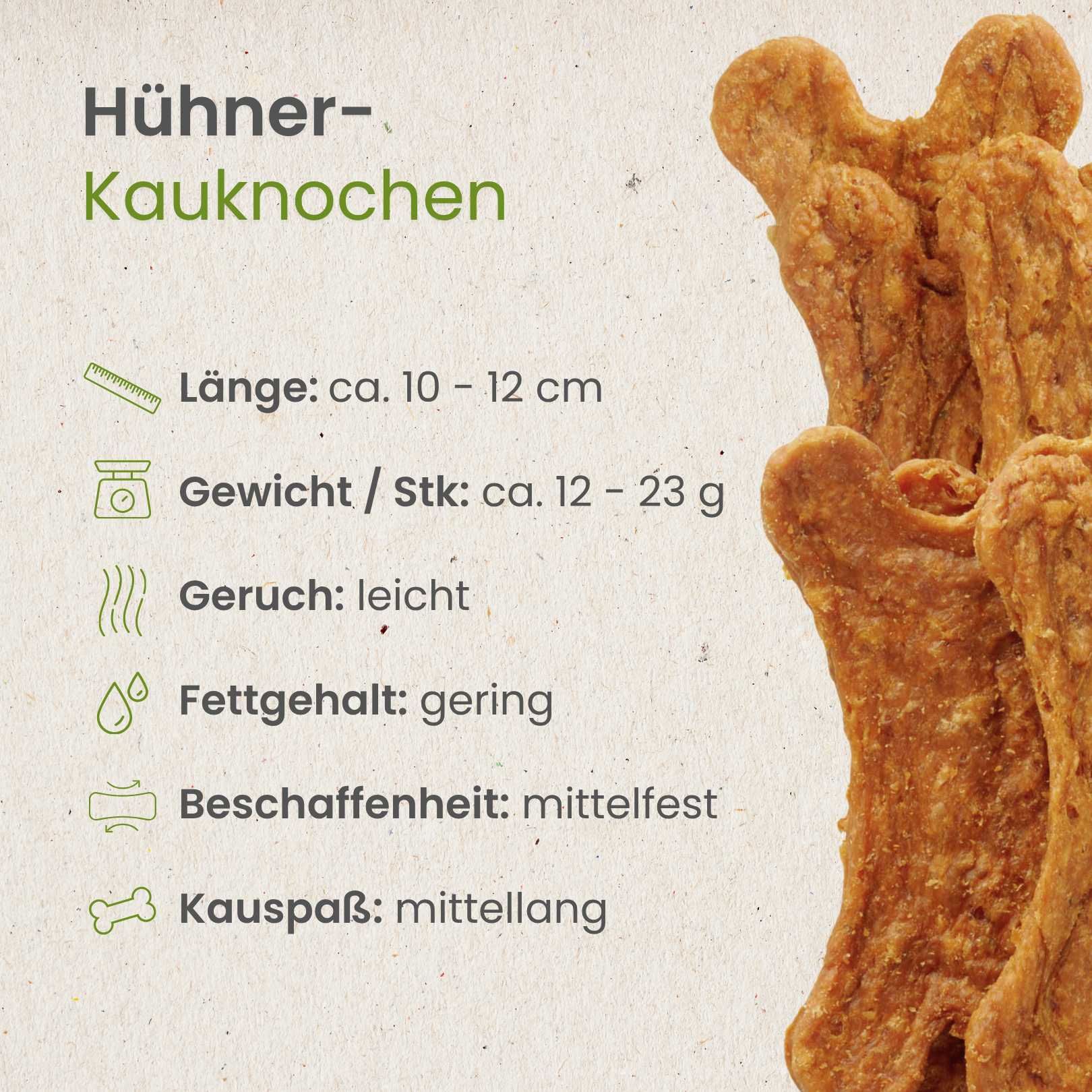 Hund kaut auf einem Hühner-Kauknoochen.