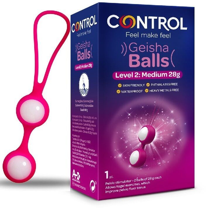 Zwei pinke Geisha-Bälle mit Schnur, Level 2, 28g.