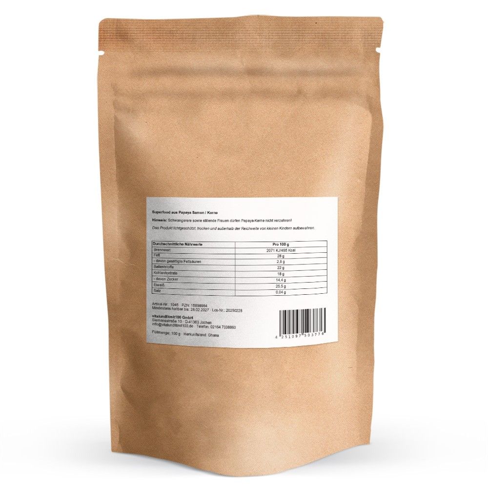 vitalundfitmit100® Papaya Kerne / Samen