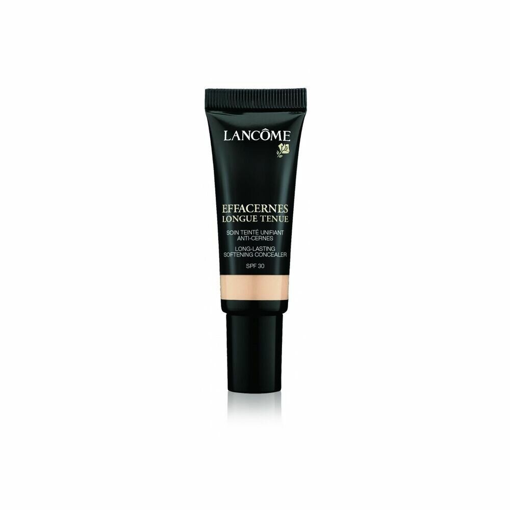 Schwarze Tube mit beige Produkt. Text: Lancôme, Effacernes Longue Tenue, SPF 30.