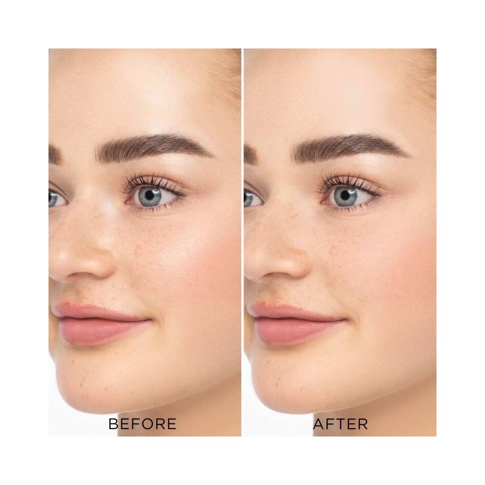 Zwei Gesichter nebeneinander. Links: Vorher. Rechts: Nachher.