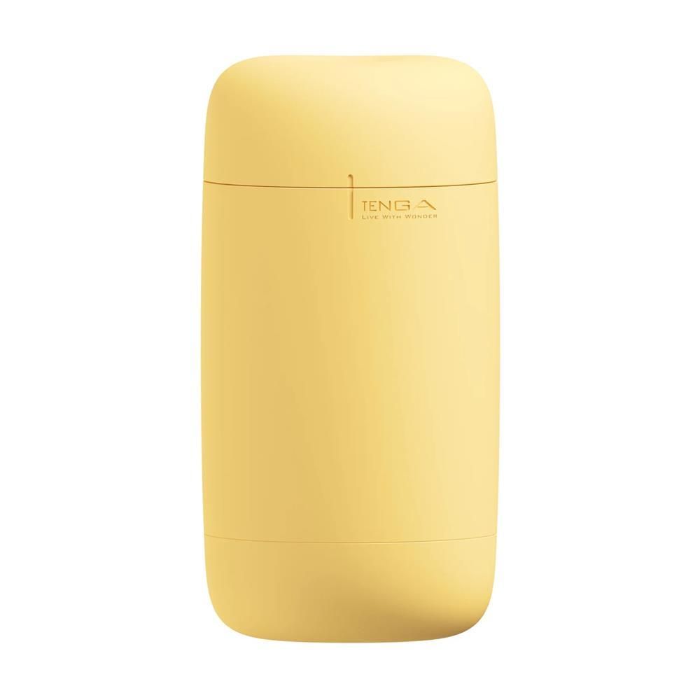 Gelbes, zylindrisches Produkt mit der Aufschrift "TENGA".