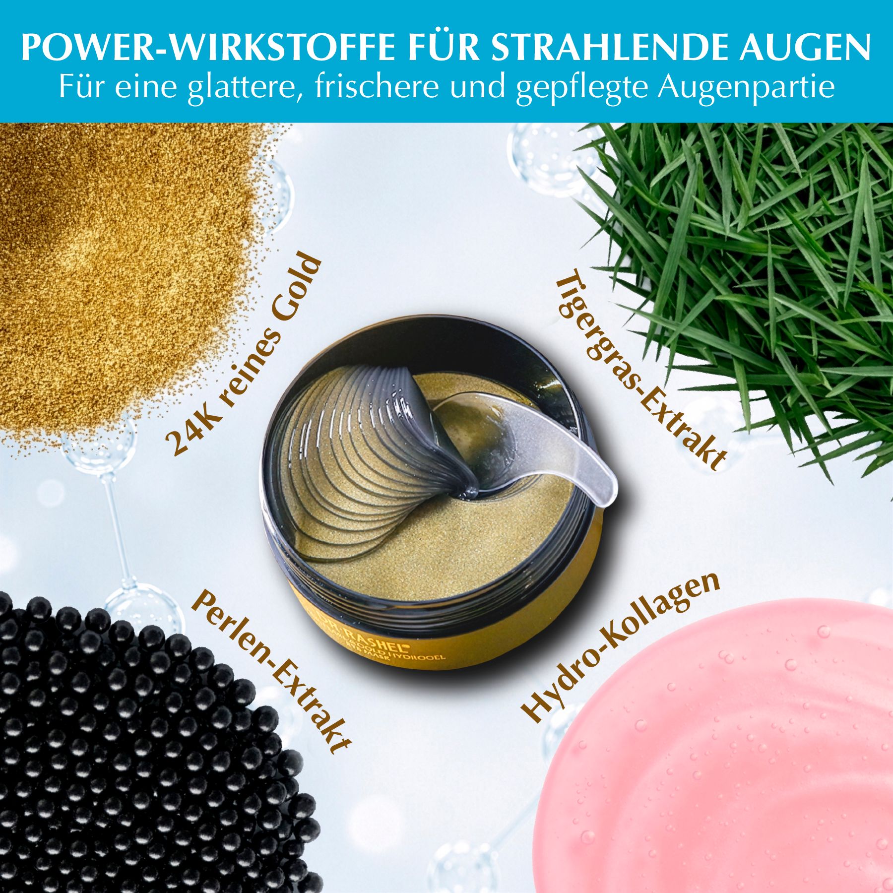 DR.RASHEL Augenpads Kollagen Gel Augenmaske Anti-Falten Pearl Gold