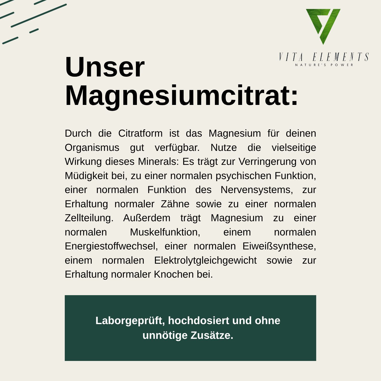 Vita Elements Magnesiumcitrat Kapseln