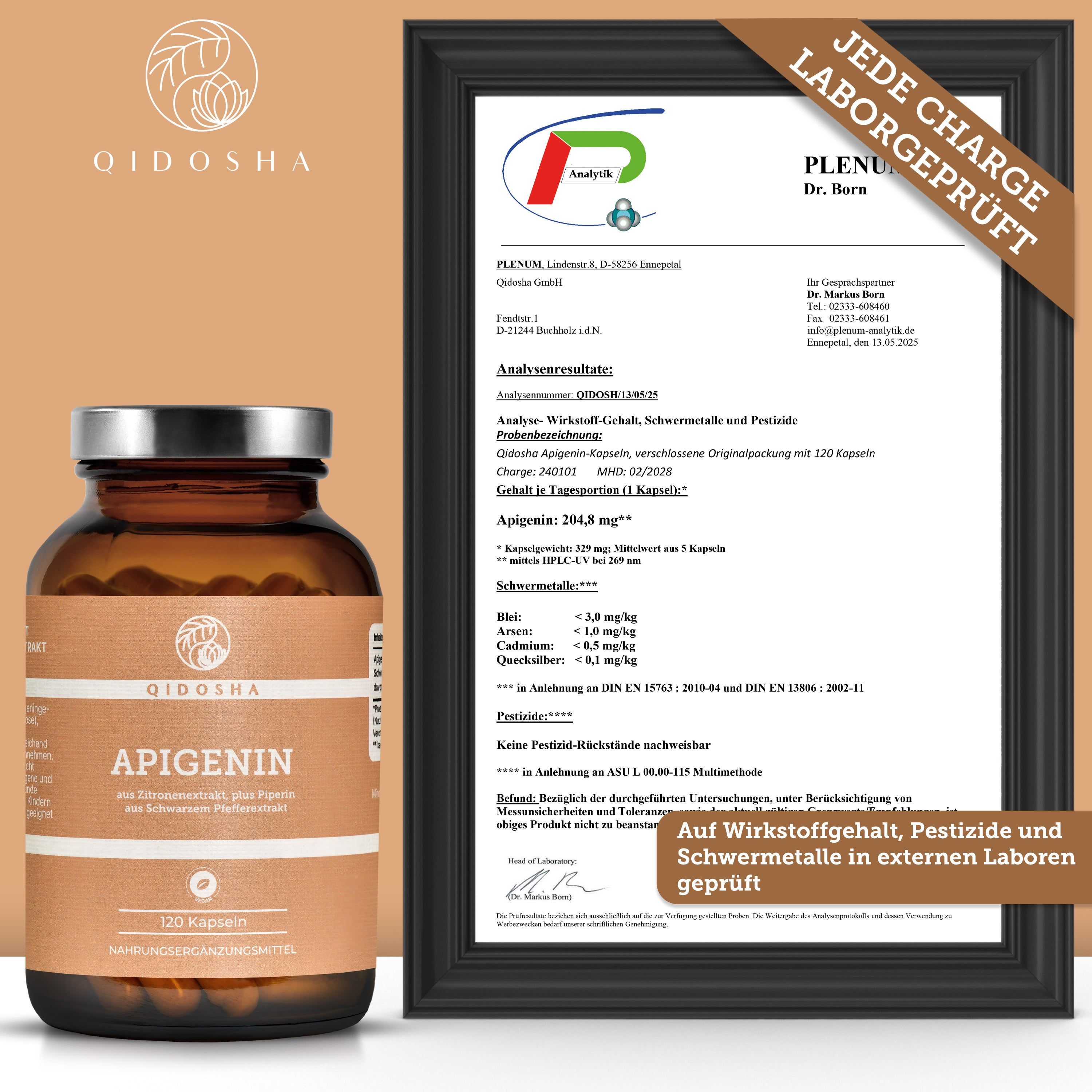QIDOSHA Apigenin aus Zitronenextrakt plus Piperin als Bioenhancer