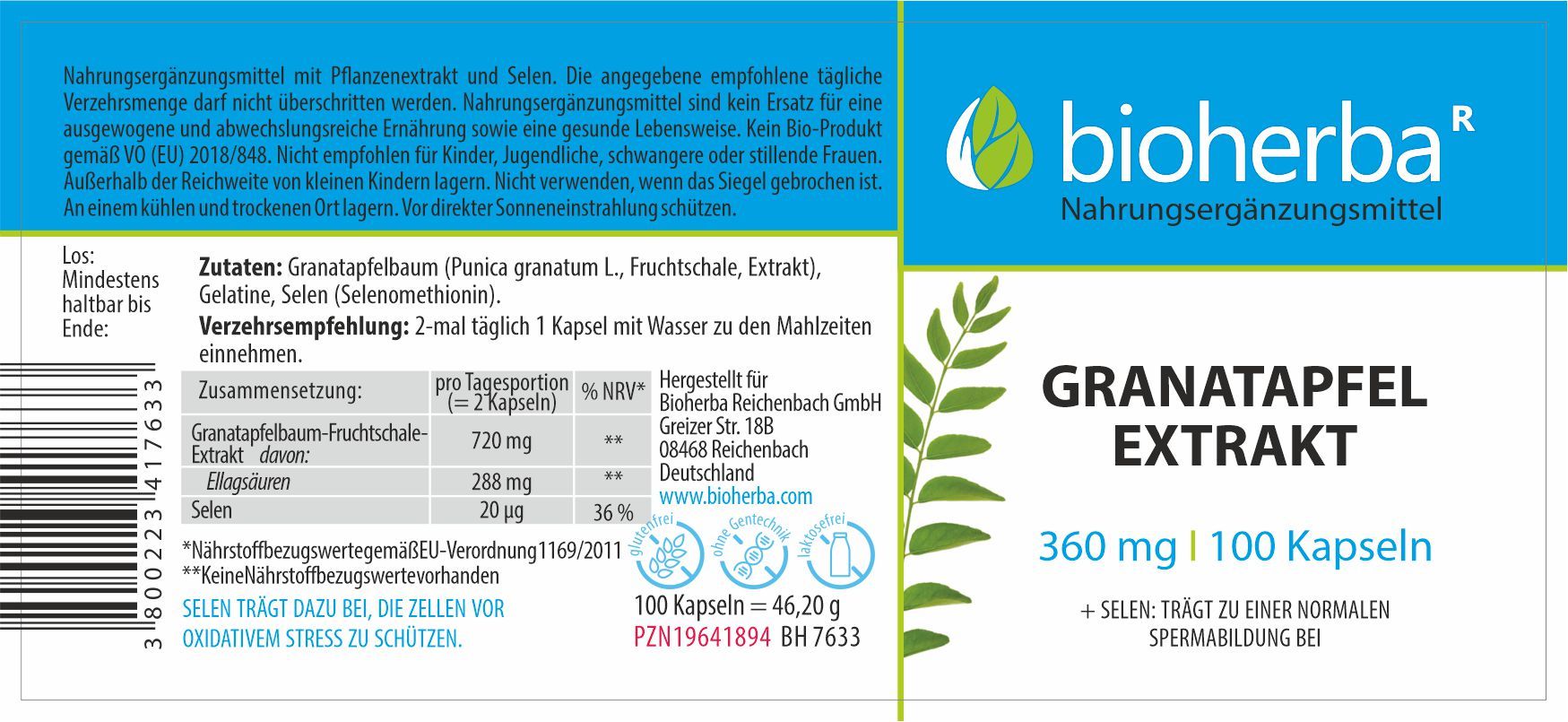 Bioherba Granatapfel Extrakt Kapseln