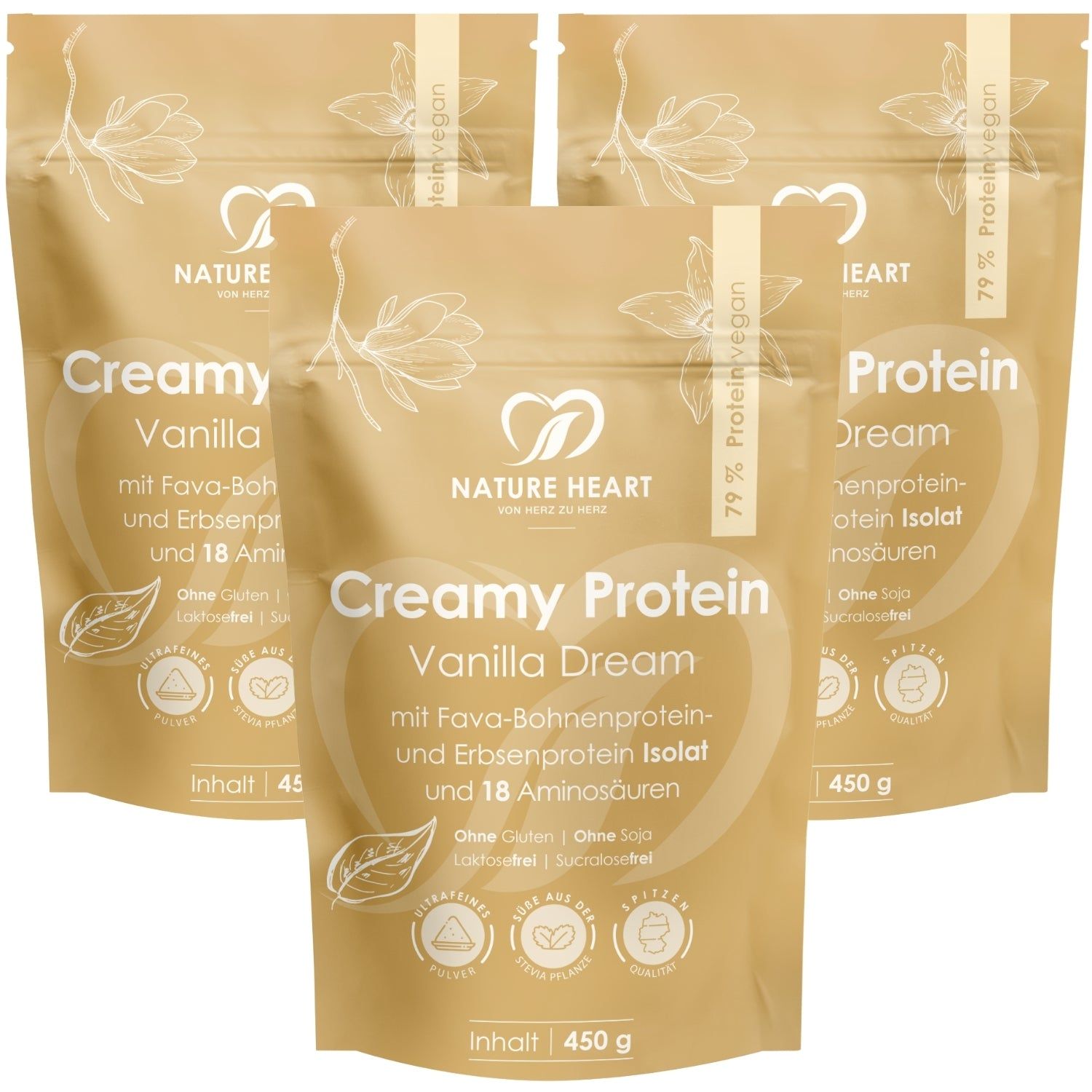 Nature Heart Creamy Protein Vanilla Dream 3x450 g Pulver