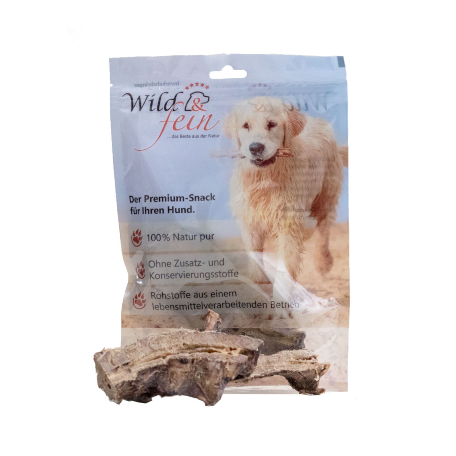 Wild & Fein Hundesnack Rehhalsknochen, halbiert