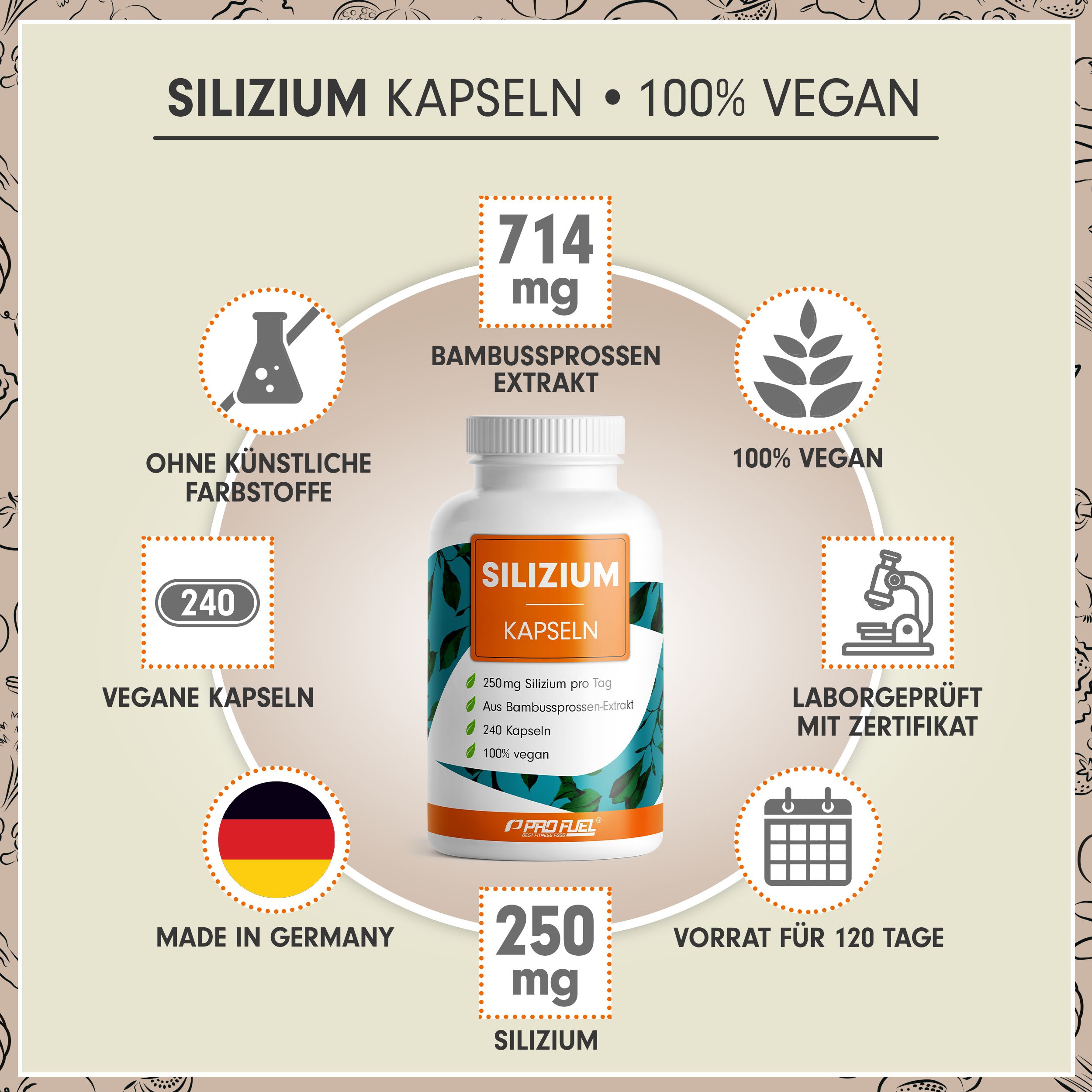ProFuel - Silizium hochdosiert 240 Kapseln - 714 mg siliziumreiches Bambussprossen-Extrakt