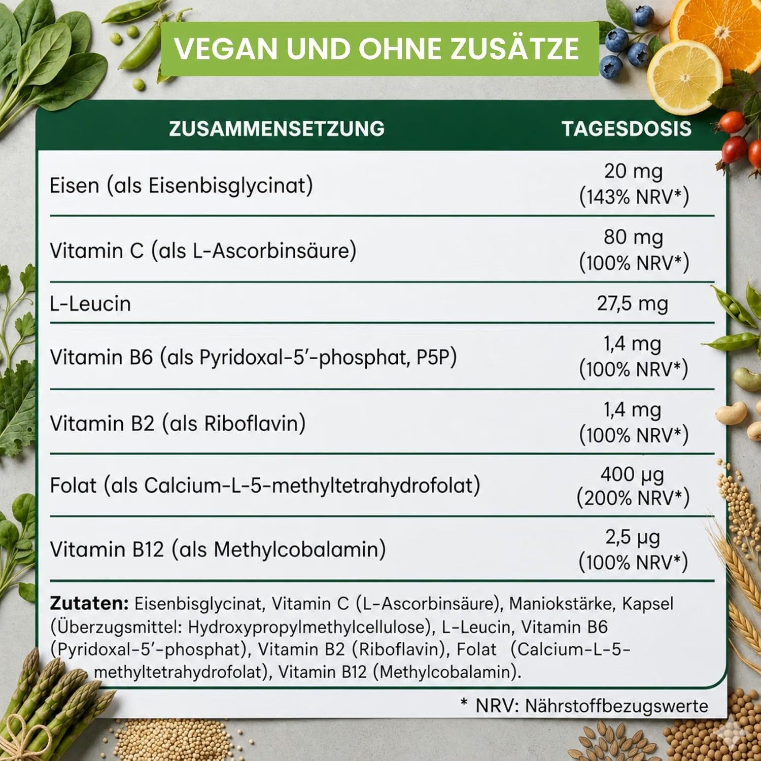 Nutribiolite Eisenbisglycinat mit Vitaminkomplex