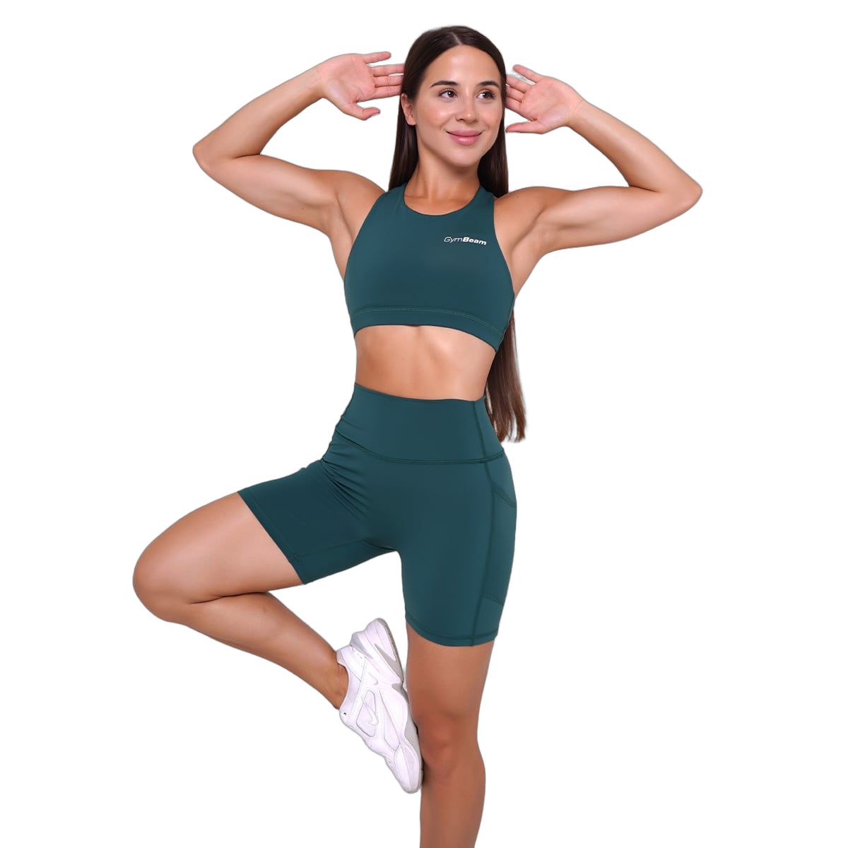 GymBeam Shorts Damen Ignite slim mit Gummizug und Taschen in Dunkelgrün
