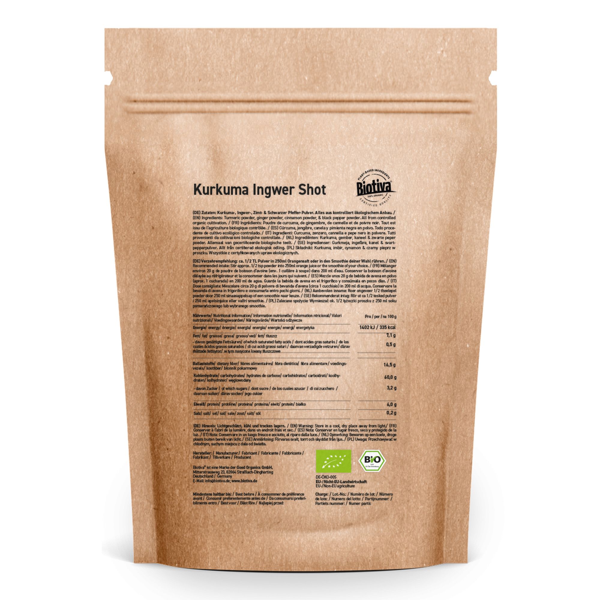Kurkuma-Ingwer Shot Bio