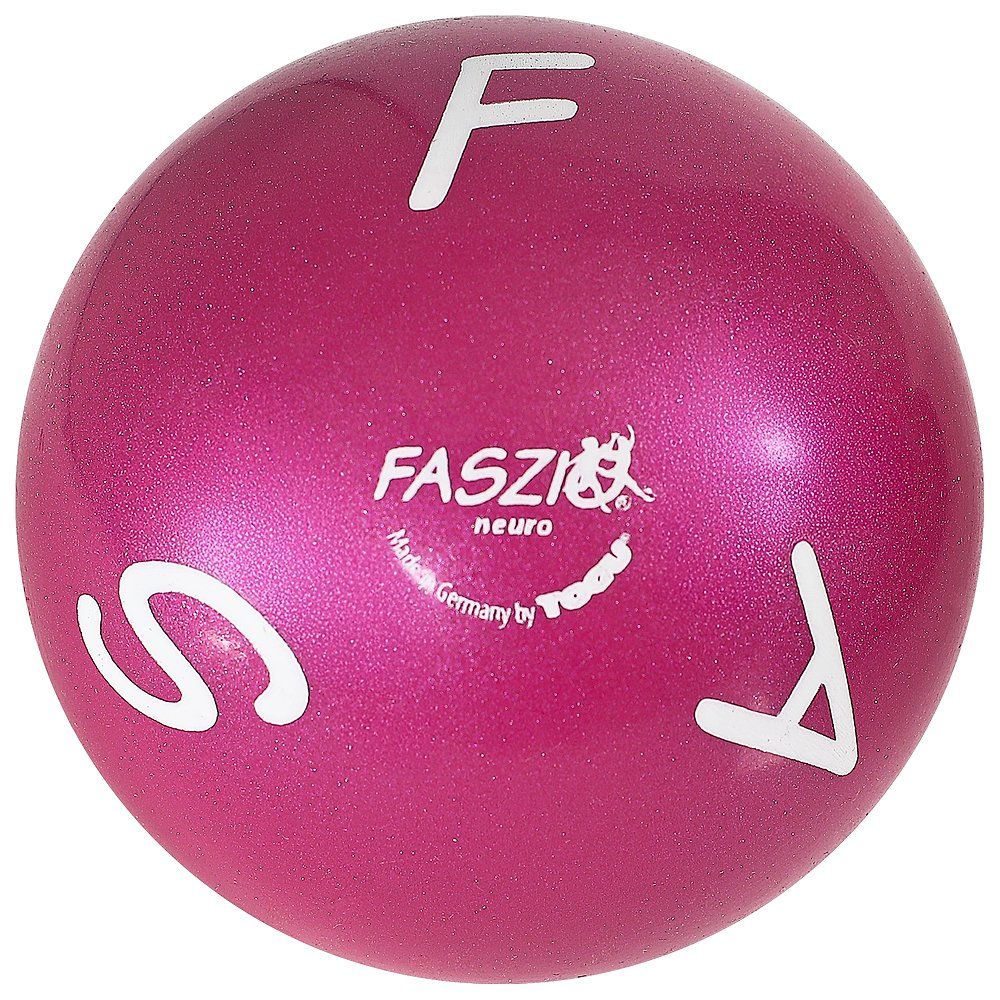 Runder, pinkfarbener Ball mit weißen Buchstaben F, A, S. Aufschrift: FASZIO neuro, Made in Germany by Togu.