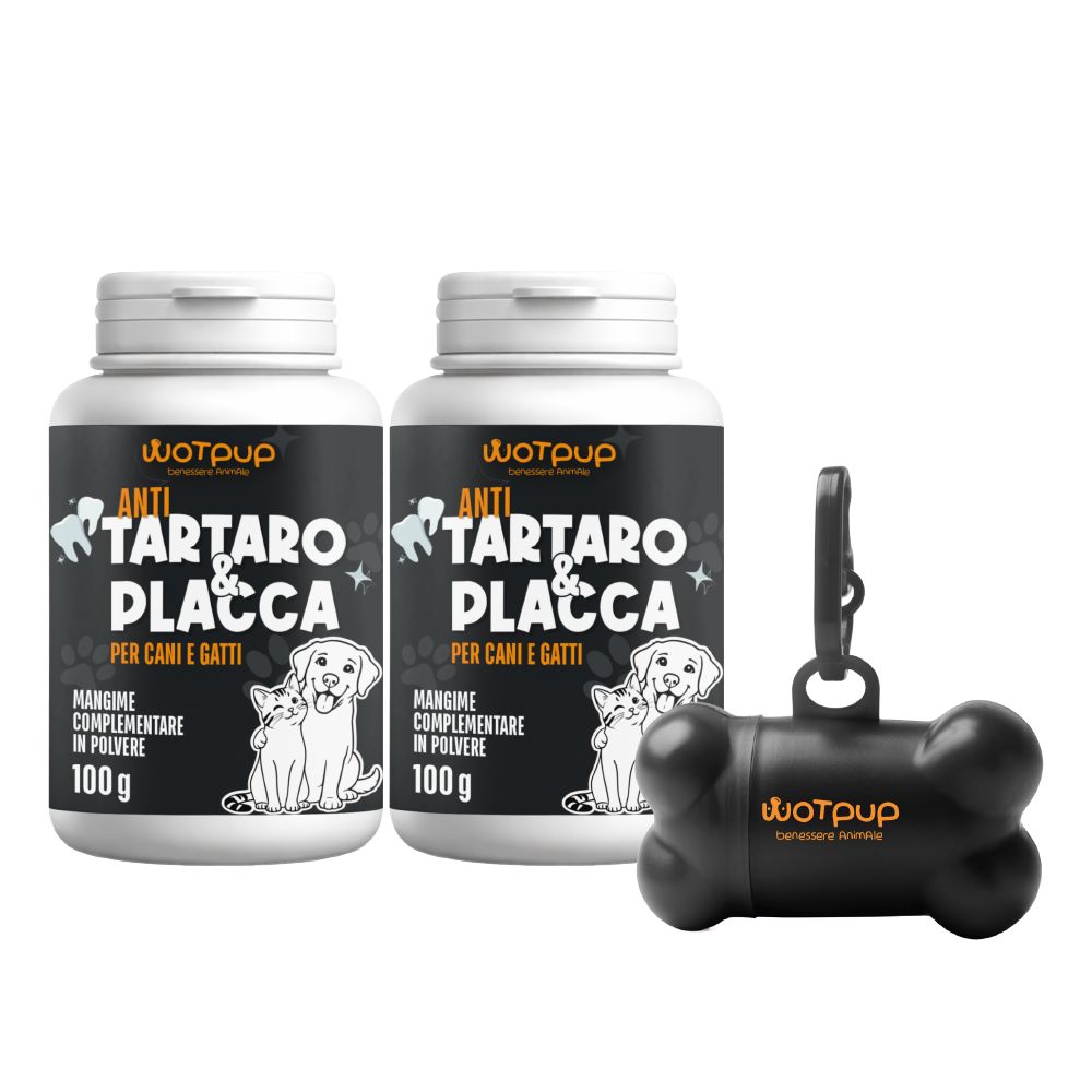 LA.GA Kit BiPack Dental Bright Anti Tartaro Placca – Igiene Dentale Cane Gatto + Porta Sacchetti