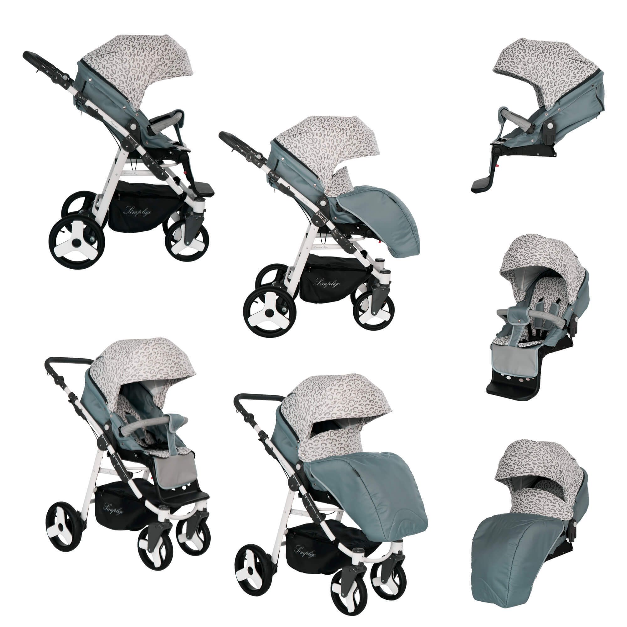 Friedrich Hugo Simpligo 2 in 1 Kinderwagen, Leopard Grau (Stoff)