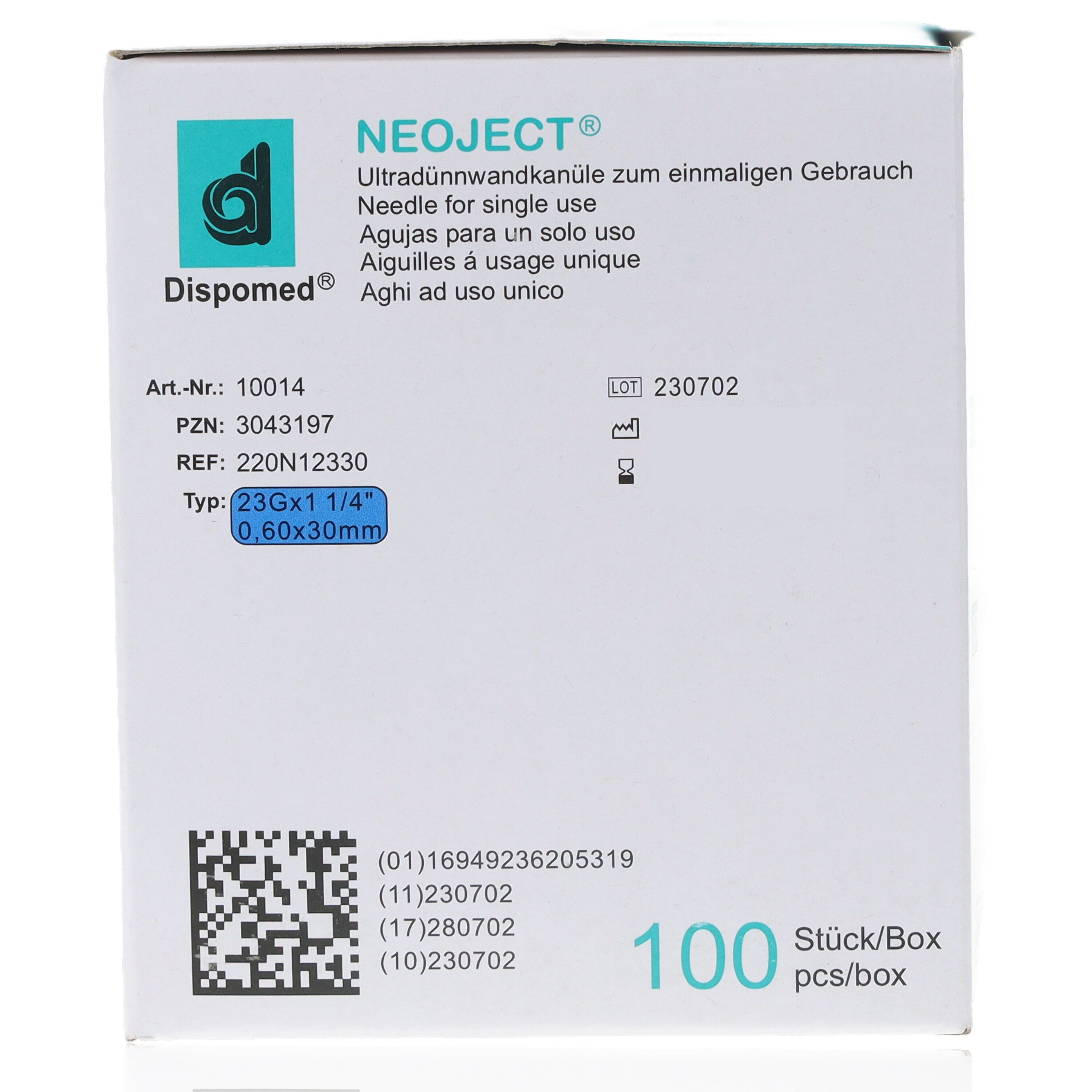 Neoject Kanüle Nr. 14 blau 23G 0,60 x 30mm 100 St