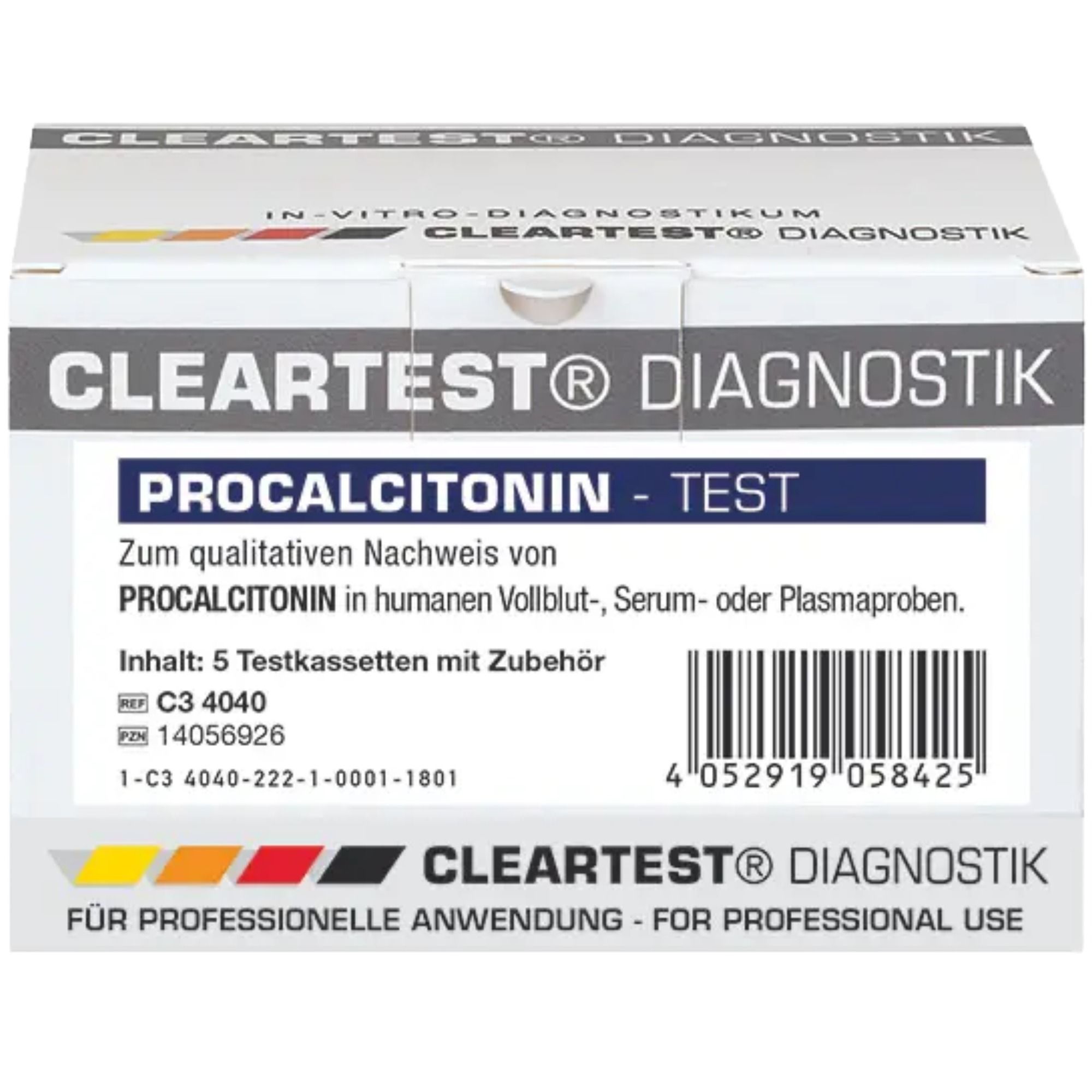 Cleartest Procalcitonin Test: 5 Testkassetten mit Zubehör für professionelle Anwendung.