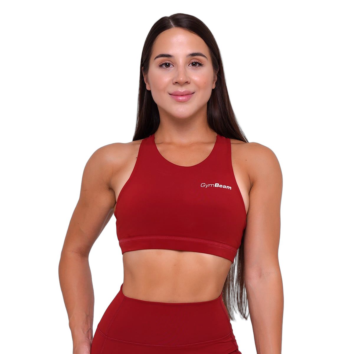 GymBeam Damen Sport-BH Ignite mit gekreuzten Trägern und Polstern Dunkelrot 1 St