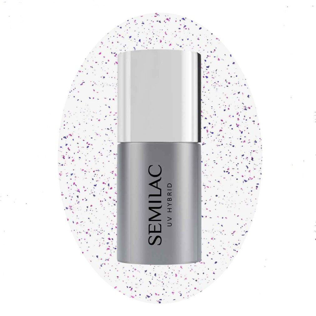 semilac Decklack No Wipe Blinking - Blau&Violett Flocken