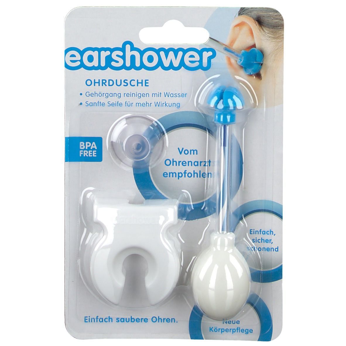 Earshower Ohrdusche in blau