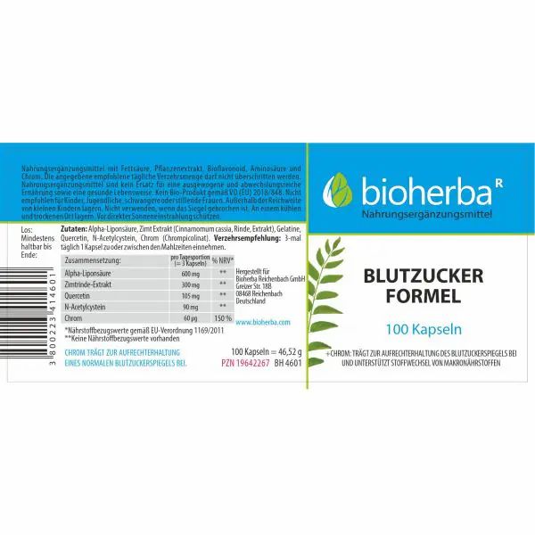 Bioherba Blutzucker Formel Kapseln