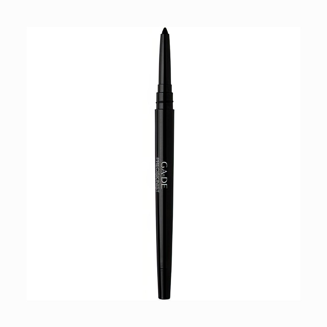 Schwarzer Eyeliner. Zylindrische Form, schwarzer Stift mit Spitze. Aufschrift: GA-DE Precisionist Waterproof.