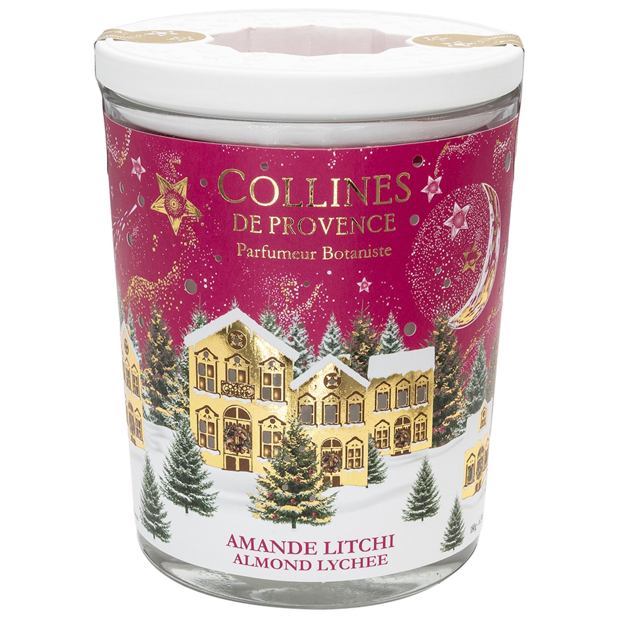 Collines de Provence Weihnachtskerze 180 g (Duft : Mandel Litschi) 9,8x7,6x7,6 cm