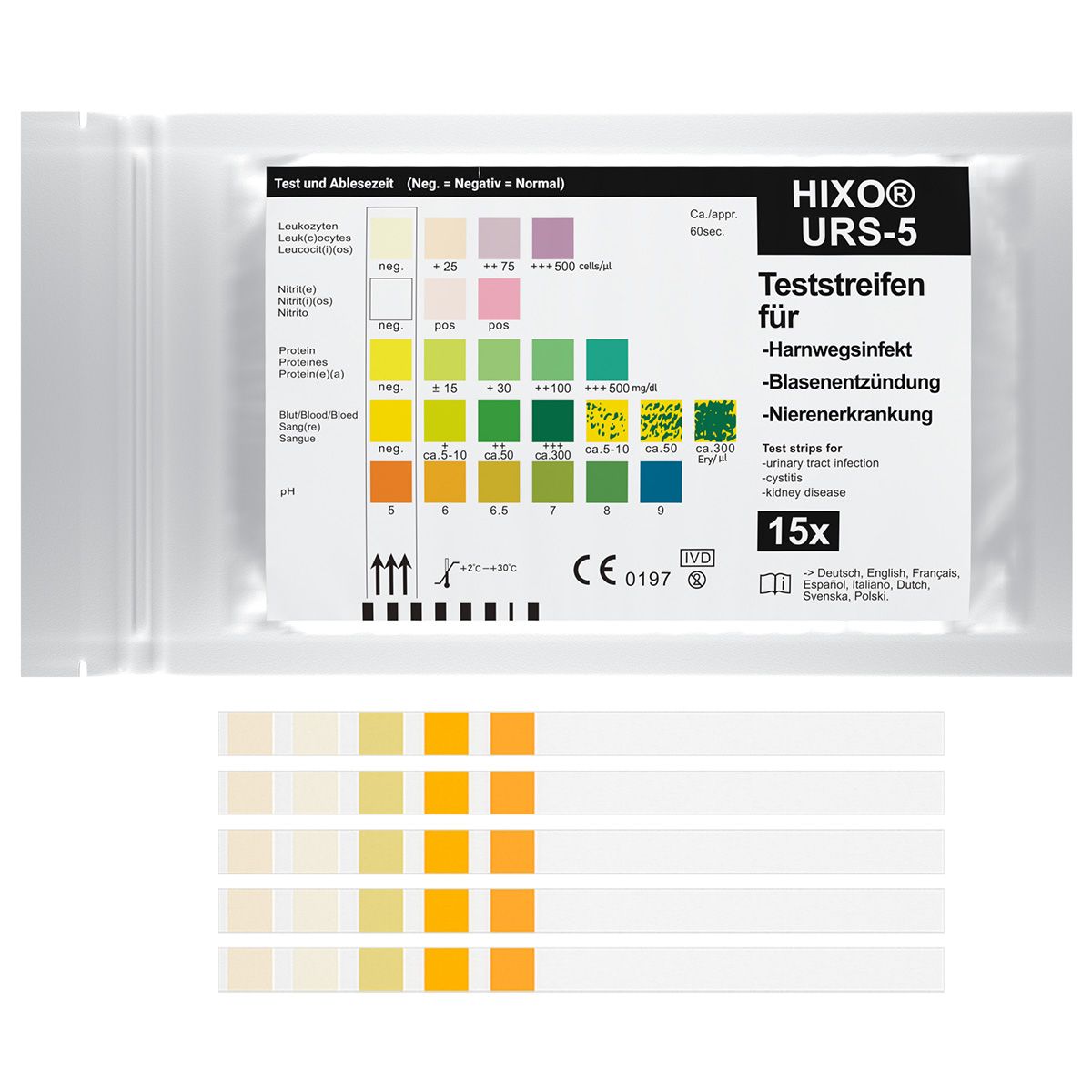HIXO 15x Blasenentzündung Harnwegsinfekt Urintest Schnelltest