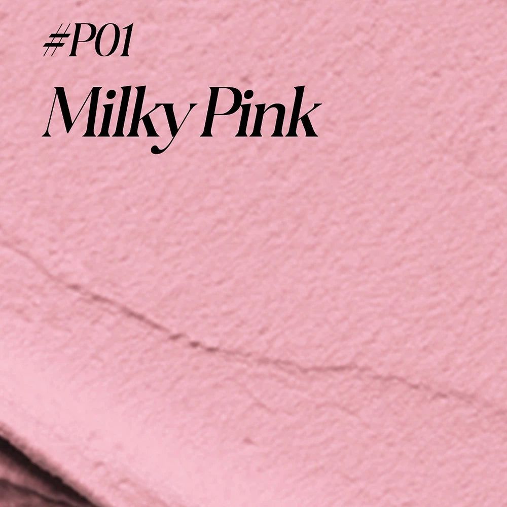 Rosa Textur mit der Aufschrift "#P01 Milky Pink".