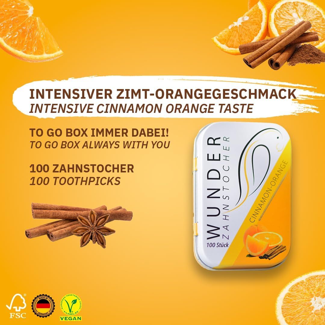 Wunder Zahnstocher mit Geschmack Orange - Zimt  Metalldose