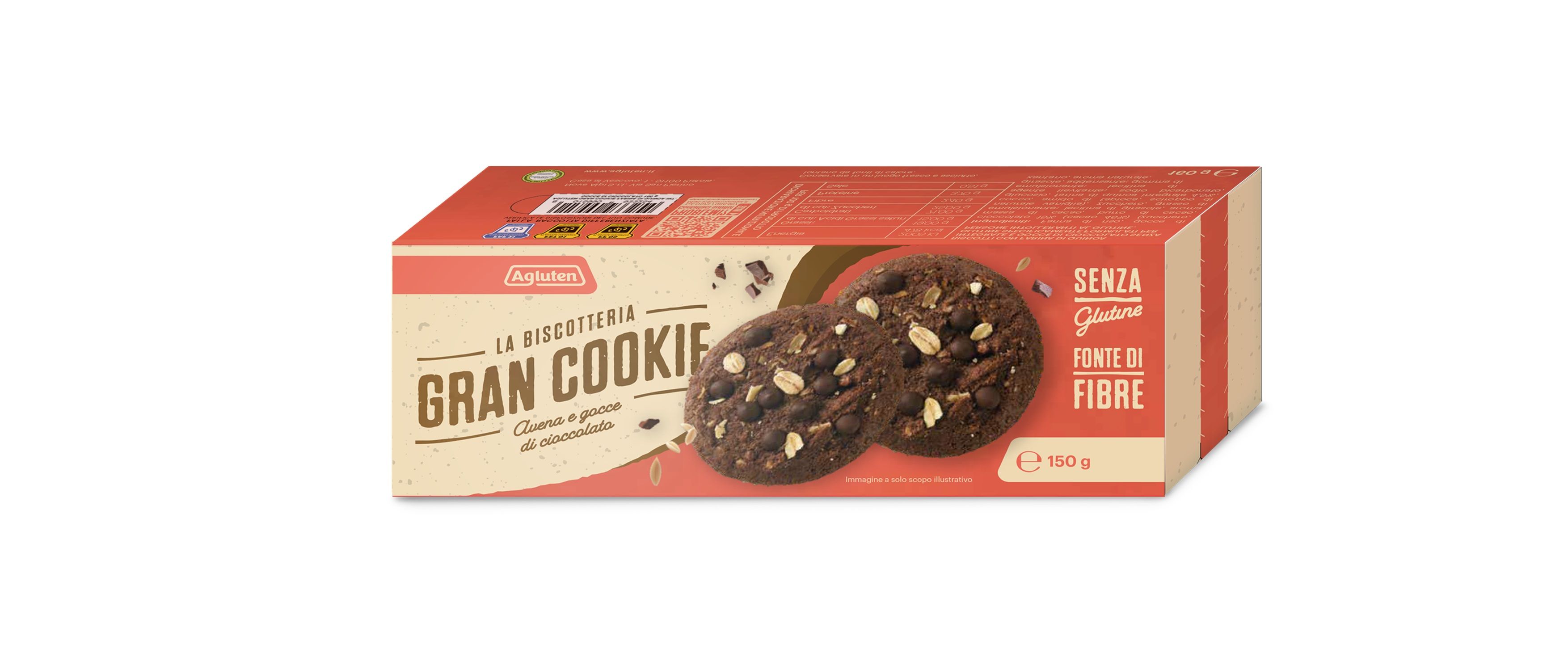 Gran Cookie avena e gocce di cioccolato 150g - Agluten