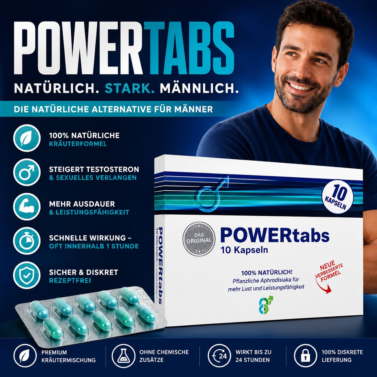 Herb Supply Powertabs für Männer – Alternative zu Viagra und Kamagra NEU 10 St Kapseln