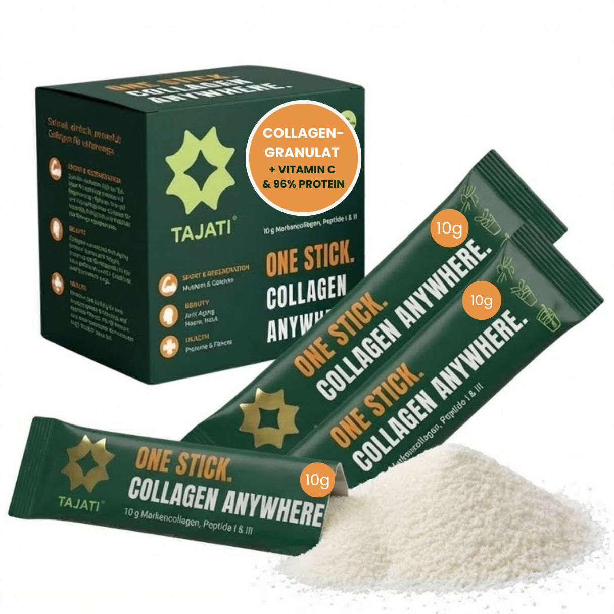 10g hochdosiert Collagen Sticks to Go 1800 Dalton – Collinstant® Kollagen mit Vitamin C