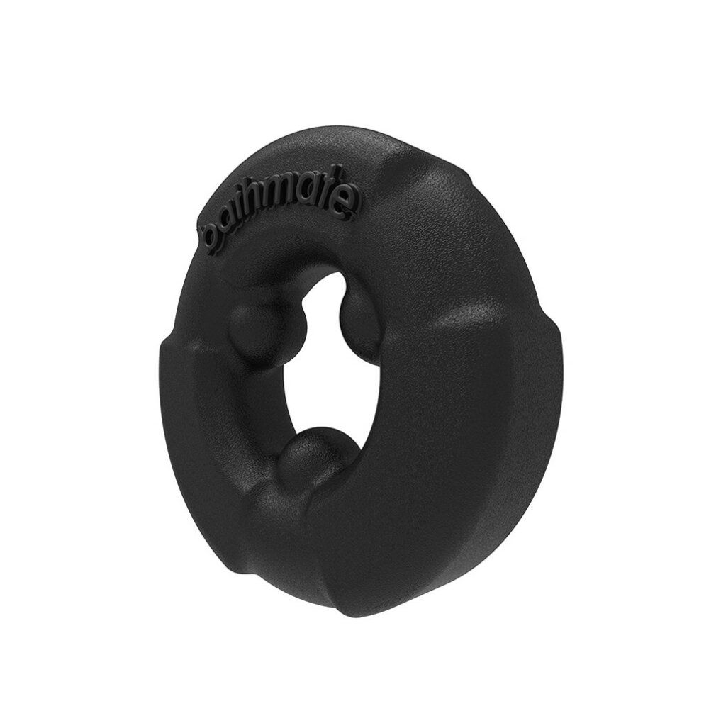 Schwarzer Ring mit drei Aussparungen und der Aufschrift "bathmate".