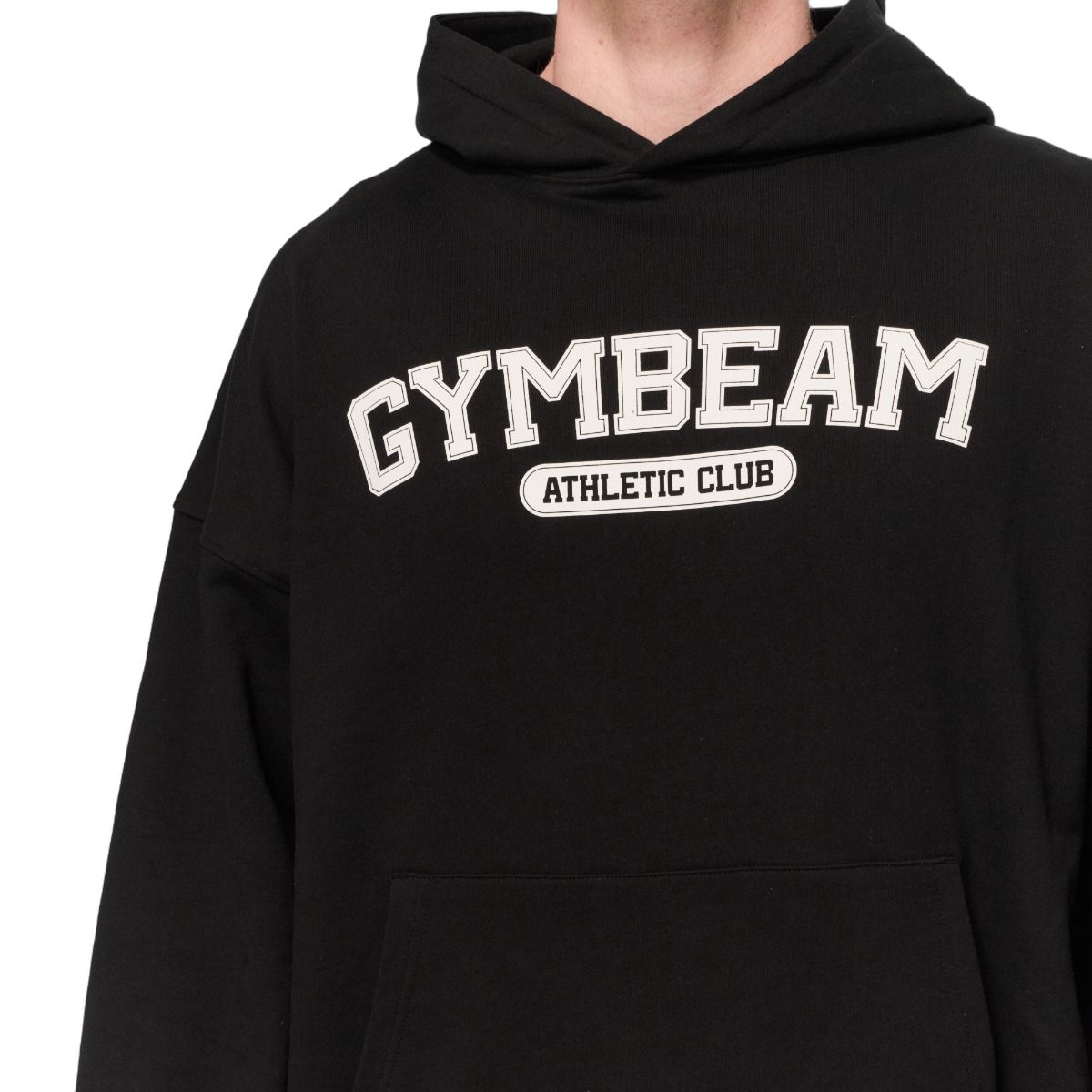 GymBeam Hoodie Herren Oversized mit Kängurutasche Varsity Schwarz