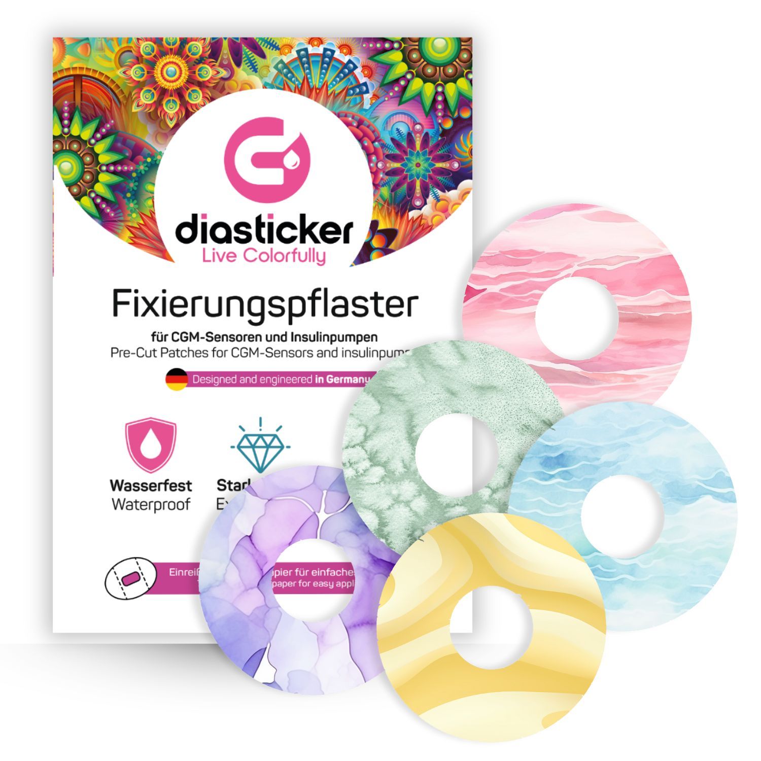 Diasticker® FreeStyle Libre 3 / 3 Plus Fixiertapes "Cotton Candy"