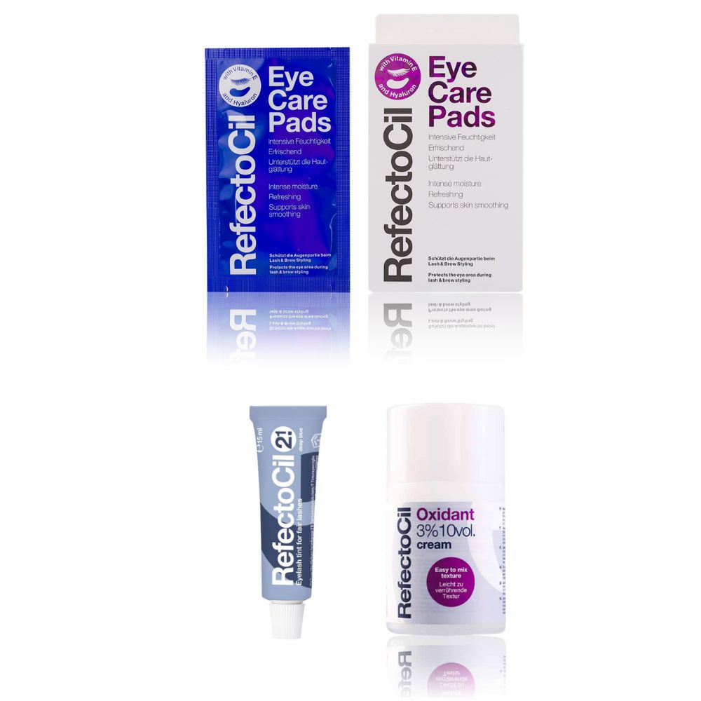 Refectocil Wimpernfarbe tiefblau 2.1 & Oxidant Creme 3% Eye Care Pads Set 15 ml